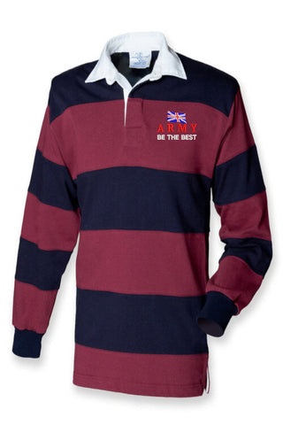 Army be the best  long stripe rugby shirt